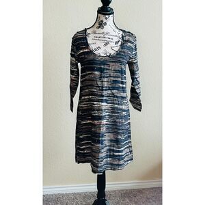 LA Made Black White Abstract Rayon Mini Dress Small Women NWT Chic Glam Light